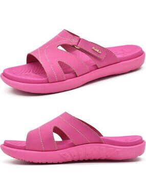 Women Hot Pink Orthotic Slides Ladies Athletic Yoga Mat Memory Foam Sandal Shoes